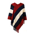 Warme Gestreepte Dames Poncho