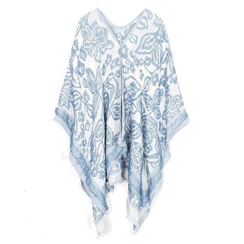 Gebloemde Dames Poncho Kasjmier