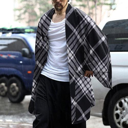 Fijne Geruite Heren Poncho