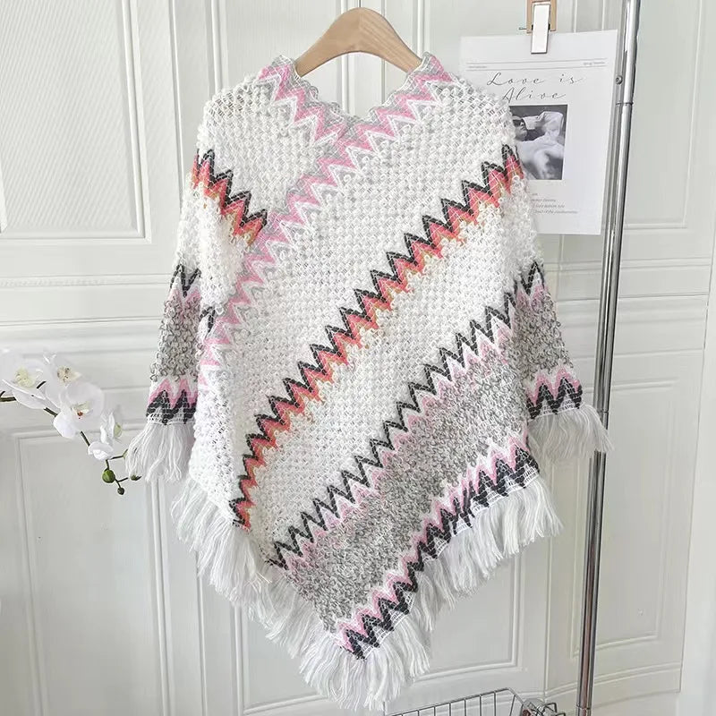 Gehaakte Katoenen Omslagdoek met Geometrische Motieven