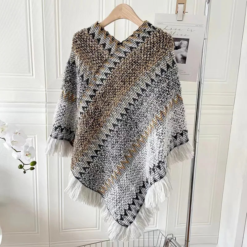 Gehaakte Katoenen Omslagdoek met Geometrische Motieven