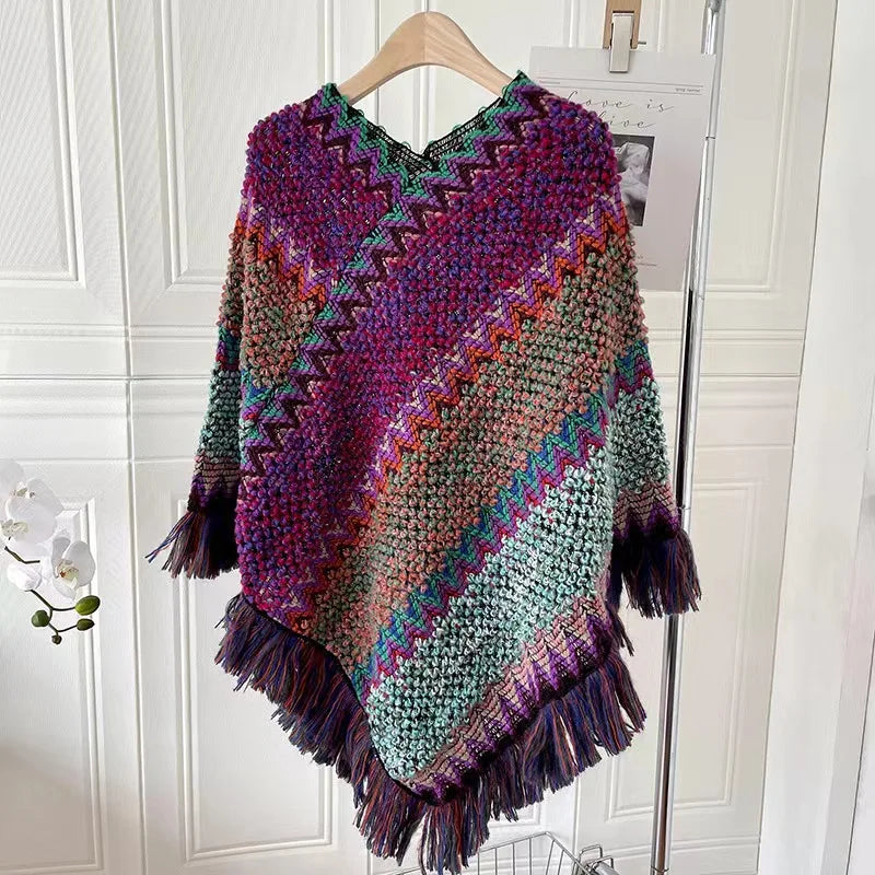 Gehaakte Katoenen Omslagdoek met Geometrische Motieven
