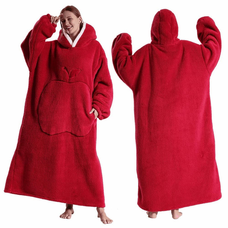 Deken Poncho Fleece Dames met Capuchon