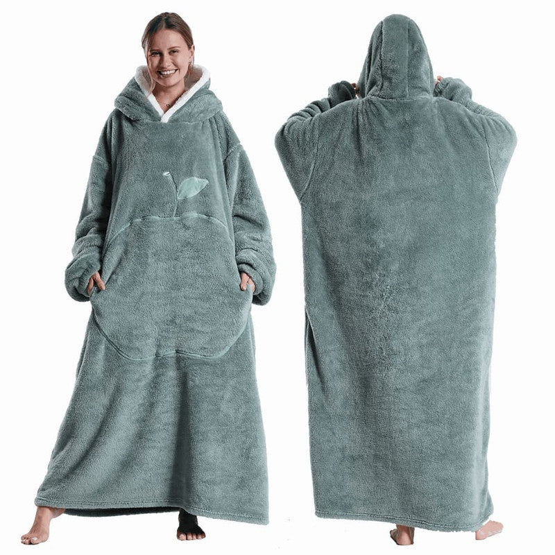 Deken Poncho Fleece Dames met Capuchon