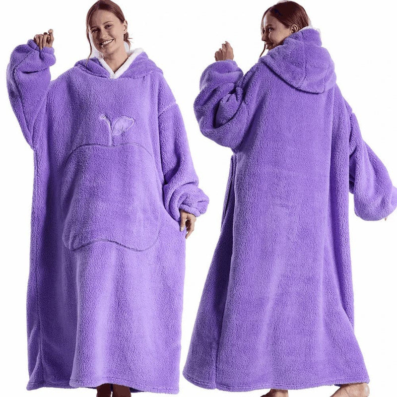 Deken Poncho Fleece Dames met Capuchon