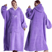 Deken Poncho Fleece Dames met Capuchon