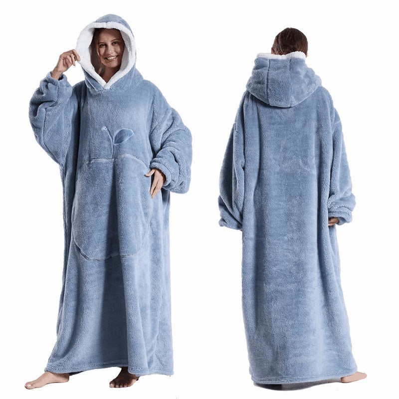 Deken Poncho Fleece Dames met Capuchon