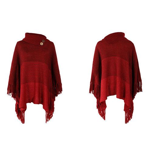 Warme Poncho met Knopen