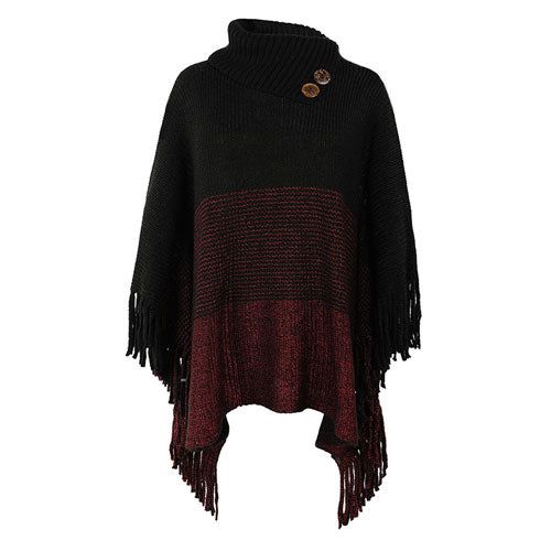 Warme Poncho met Knopen