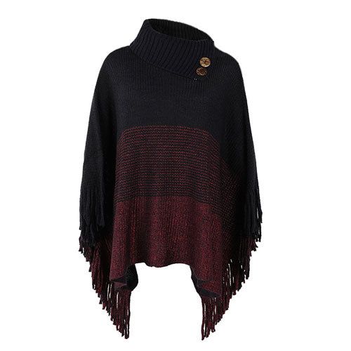 Warme Poncho met Knopen