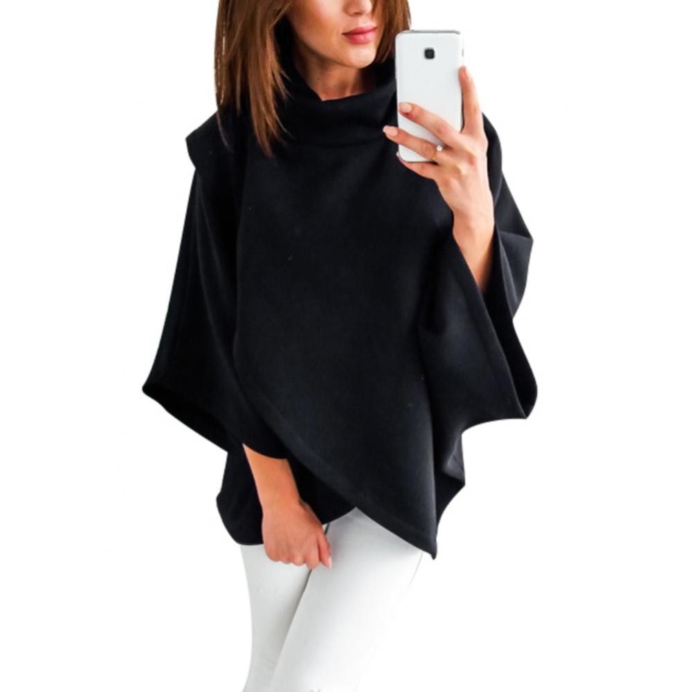 Plaid Dames Poncho met Opstaande Kraag
