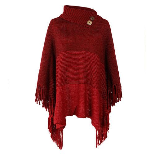 Warme Poncho met Knopen