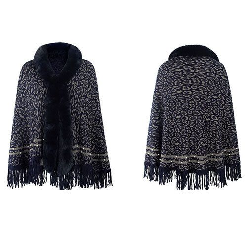 Dames Poncho Luipaard Kasjmier