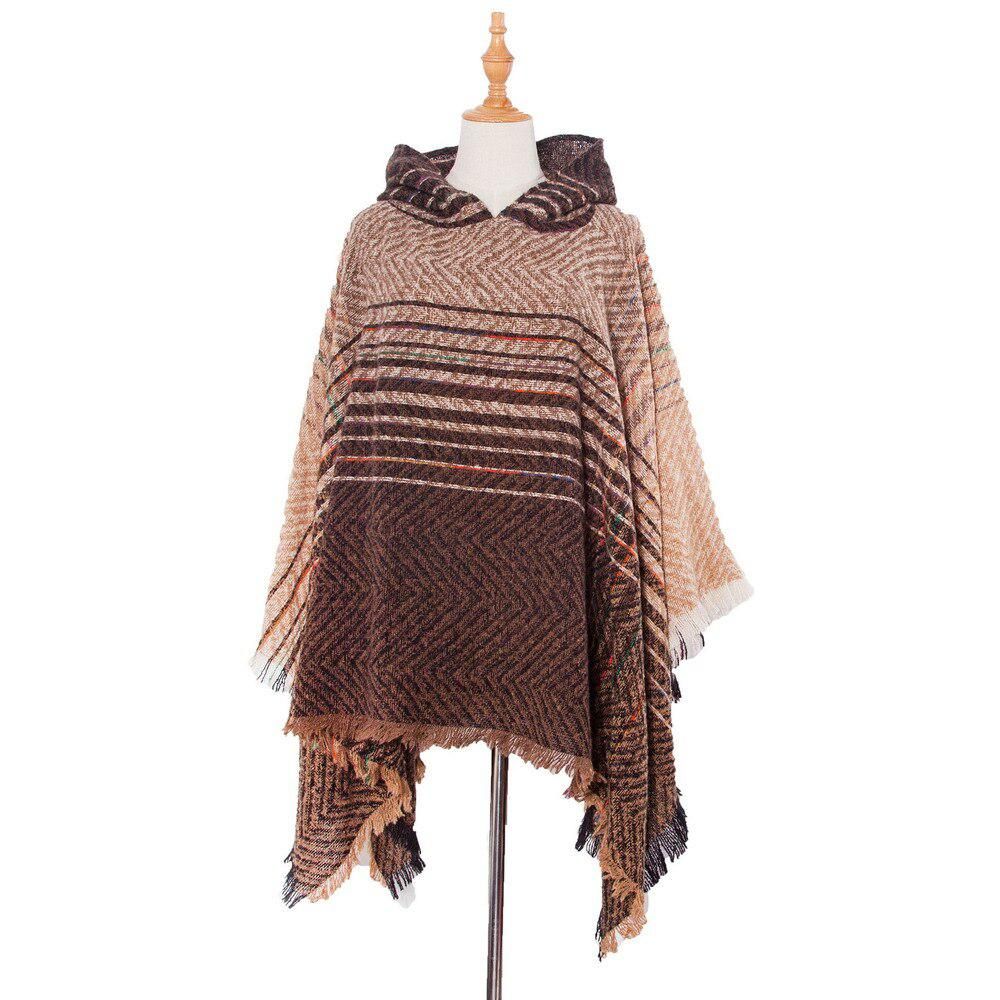 Fijne Gestreepte Dames Poncho