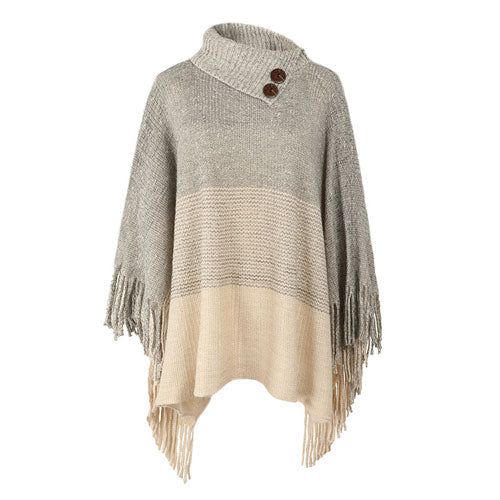 Warme Poncho met Knopen