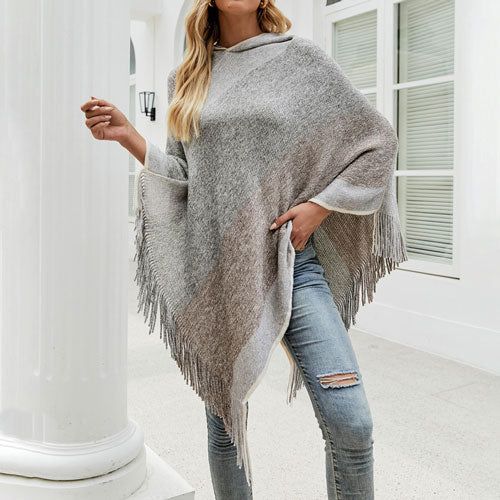 Dames Poncho met Capuchon