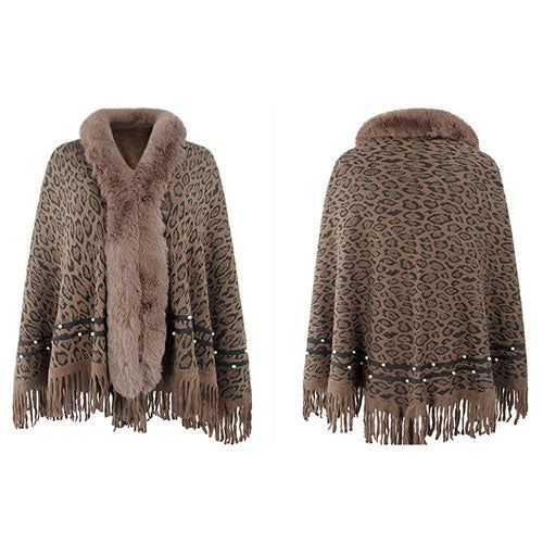 Dames Poncho Luipaard Kasjmier