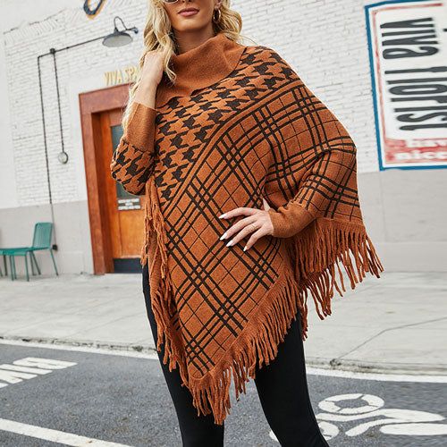 Trui Poncho met Opstaande Kraag