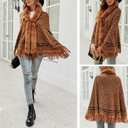 Dames Poncho Luipaard Kasjmier