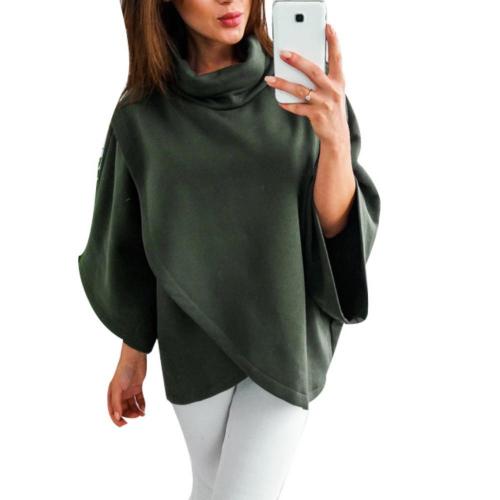 Plaid Dames Poncho met Opstaande Kraag