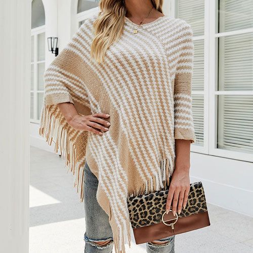 Gebreide Winter Poncho