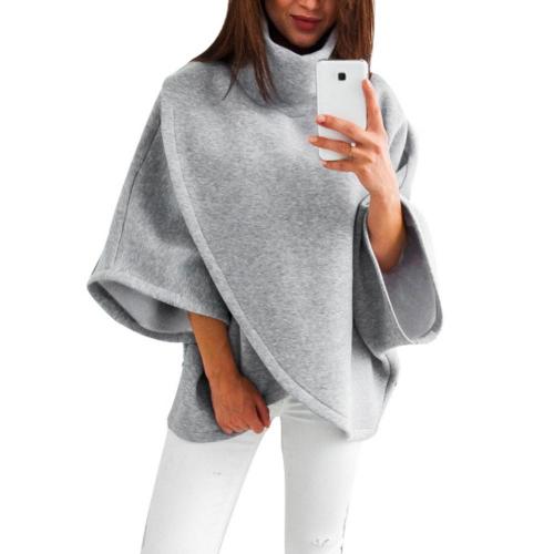 Plaid Dames Poncho met Opstaande Kraag