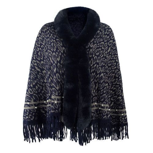 Dames Poncho Luipaard Kasjmier