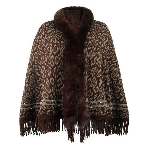 Dames Poncho Luipaard Kasjmier