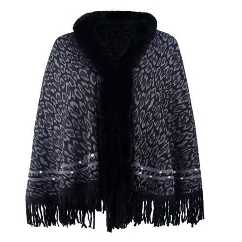 Dames Poncho Luipaard Kasjmier