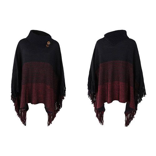 Warme Poncho met Knopen