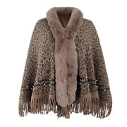 Dames Poncho Luipaard Kasjmier