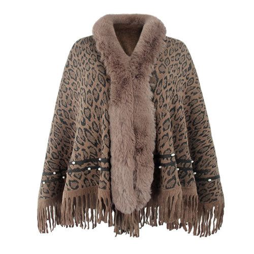 Dames Poncho Luipaard Kasjmier