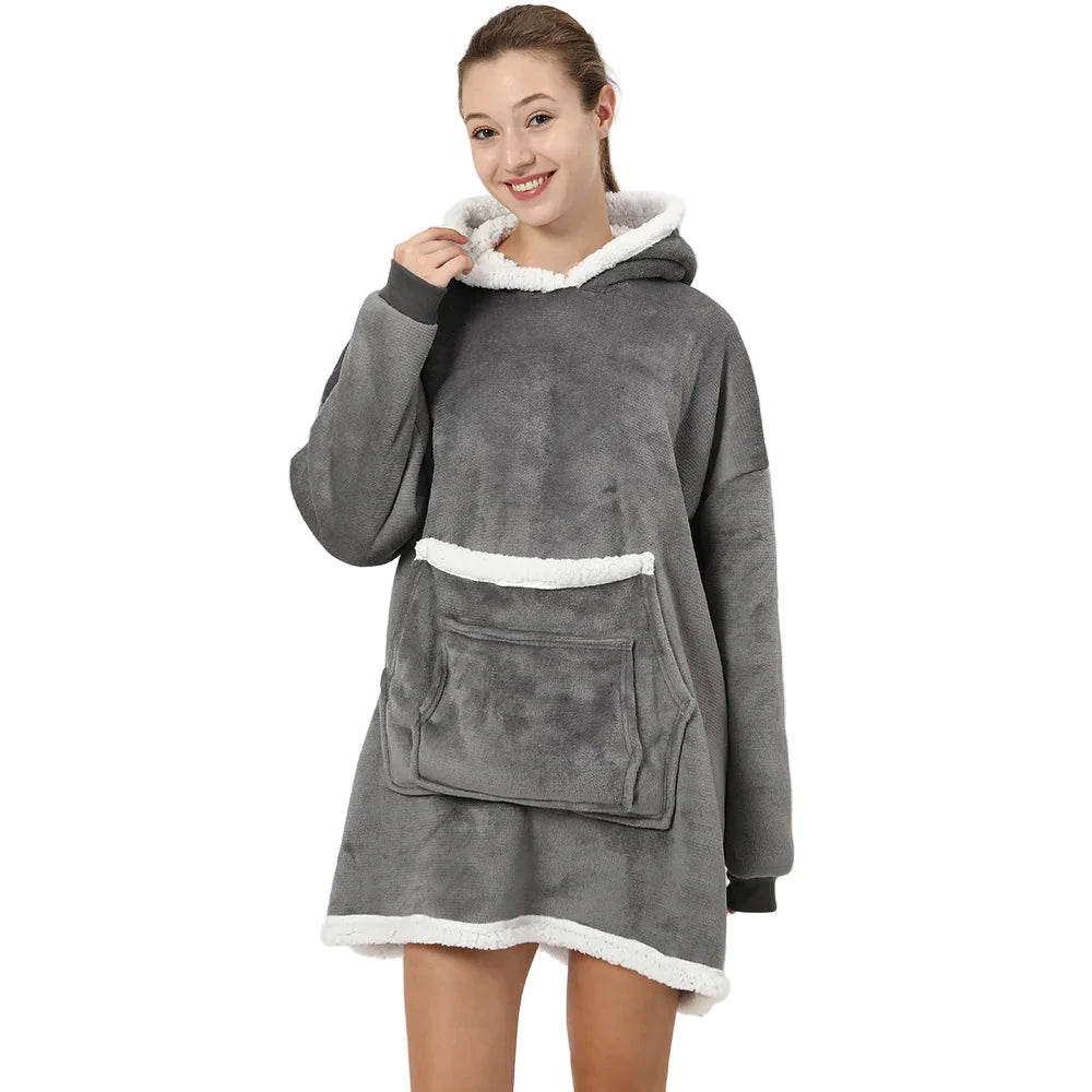 Fleece Katten Poncho met Capuchon en Kangoeroezak