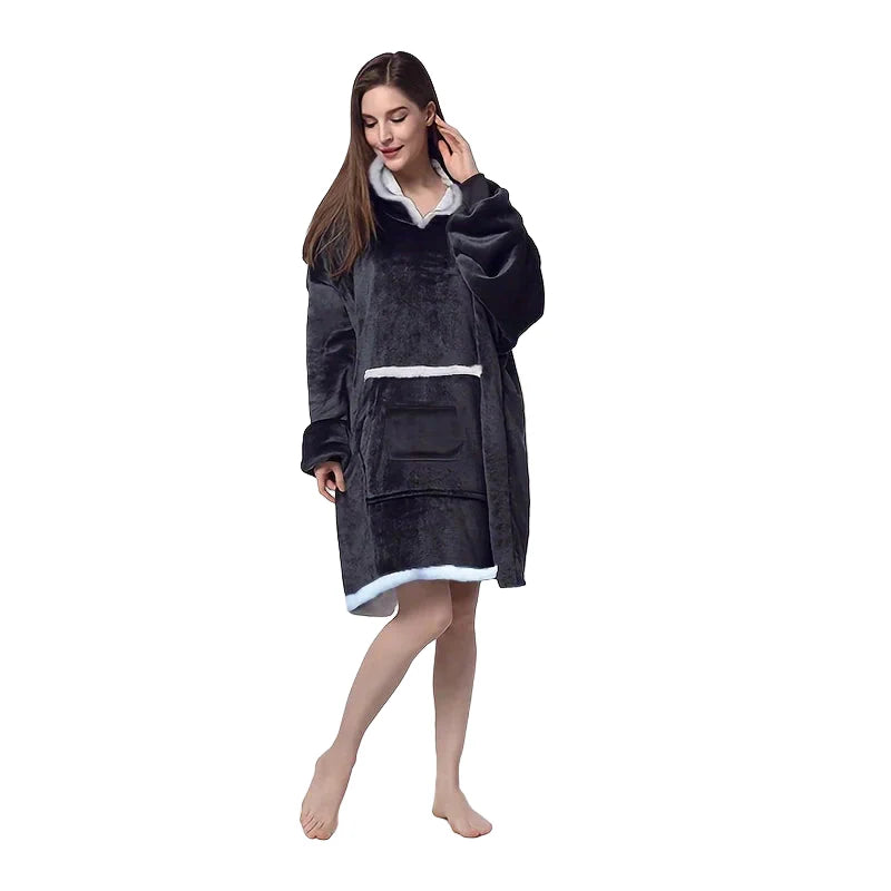 Fleece Katten Poncho met Capuchon en Kangoeroezak