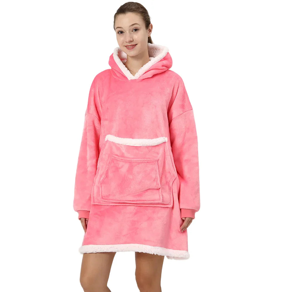Fleece Katten Poncho met Capuchon en Kangoeroezak
