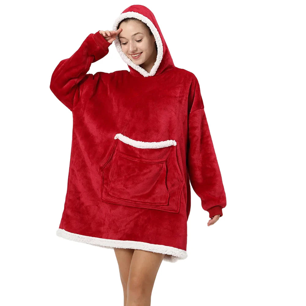 Fleece Katten Poncho met Capuchon en Kangoeroezak