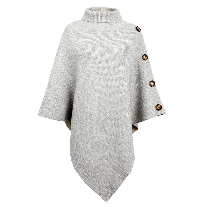 Asymmetrische Poncho met Col en Vleermuismouwen