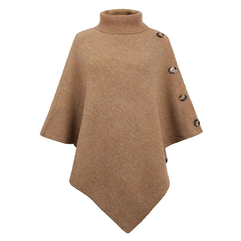 Asymmetrische Poncho met Col en Vleermuismouwen