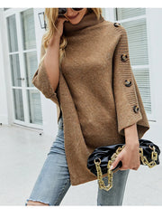 Asymmetrische Poncho met Col en Vleermuismouwen