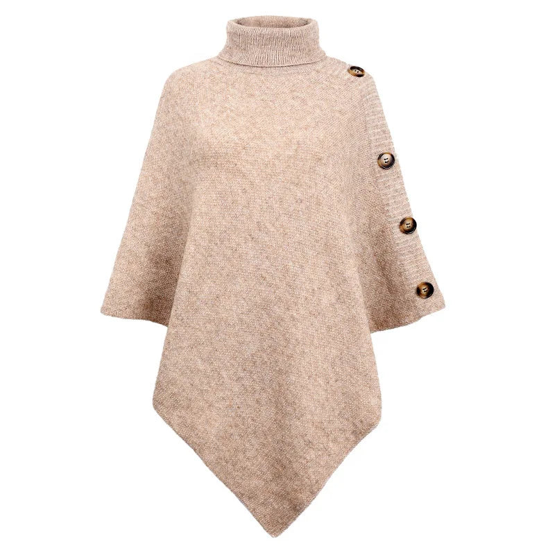 Asymmetrische Poncho met Col en Vleermuismouwen