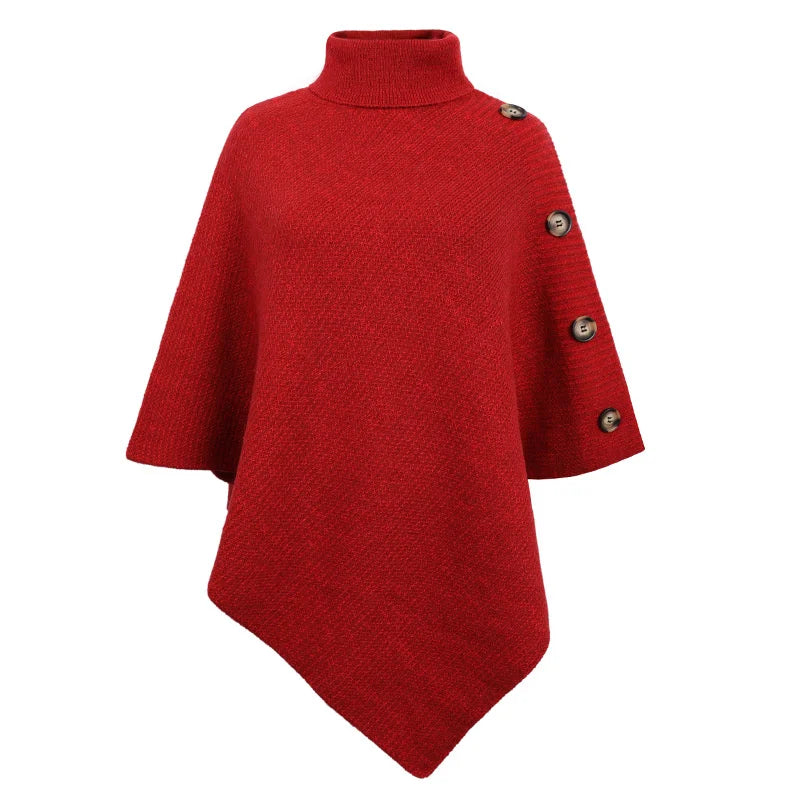 Asymmetrische Poncho met Col en Vleermuismouwen