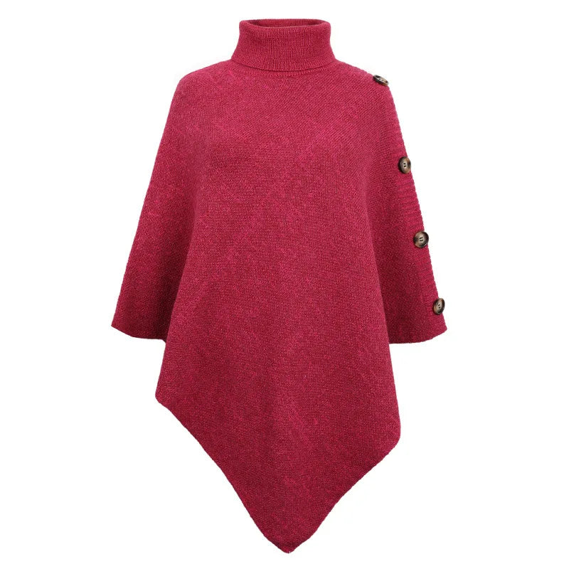 Asymmetrische Poncho met Col en Vleermuismouwen