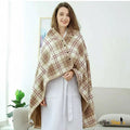 Draagbare Omkeerbare Fleece Poncho Ruiten Beige Bruin