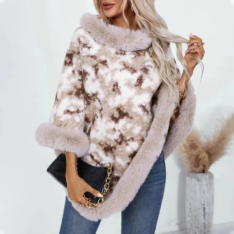 Trui Poncho Bont Gemarmerd Winterse Zachtheid