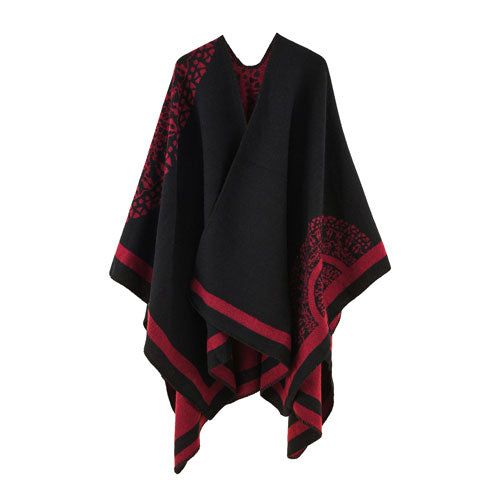 Plaid Poncho Winter Dames