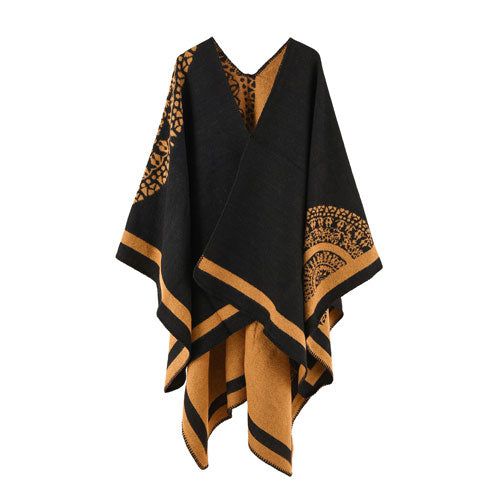 Plaid Poncho Winter Dames