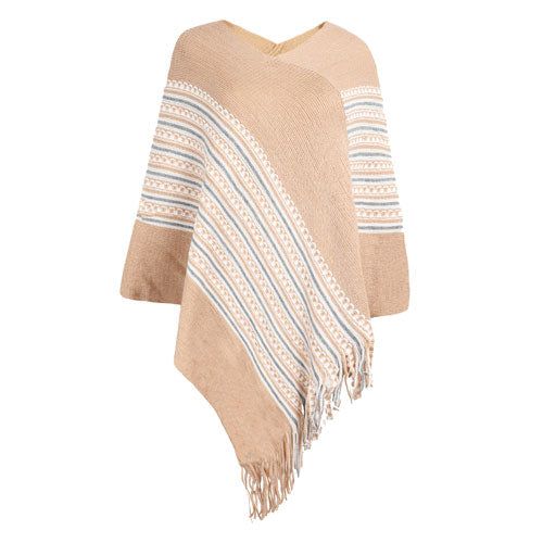 Etnische Poncho met Franje