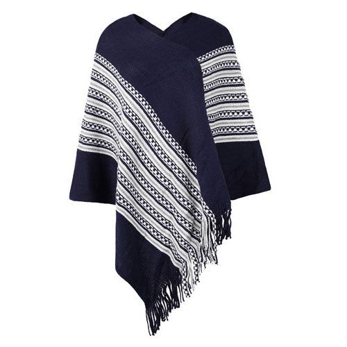 Etnische Poncho met Franje