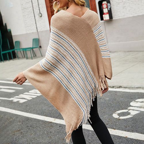 Etnische Poncho met Franje