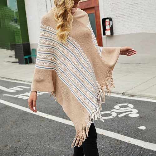 Etnische Poncho met Franje